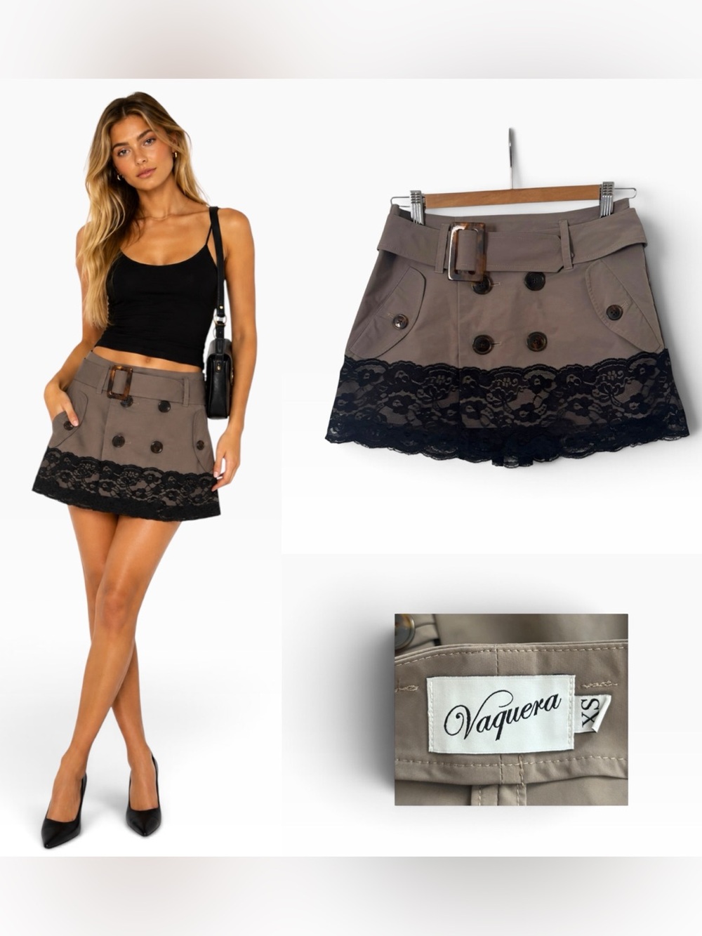 Vaquera Lace Trench Mini Skirt